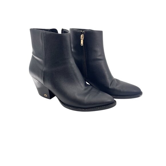Coach Shoes - COACH Women's Black Leather Side Zip Pacey Pointed Toe Heeled Ankle Boot US 10